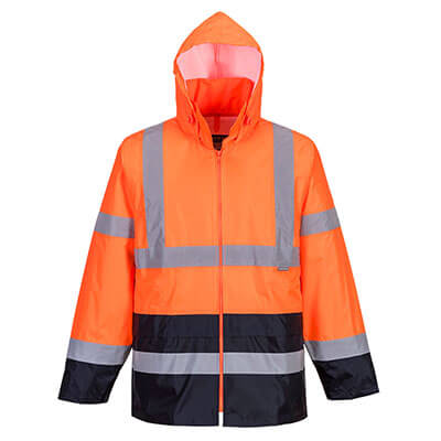Klassische Kontrast Warnschutz-Regenjacke